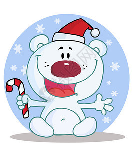 欢乐的圣诞北极熊在雪中图片
