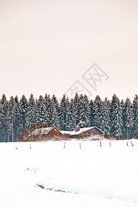 冬季风景中的小屋雪图片