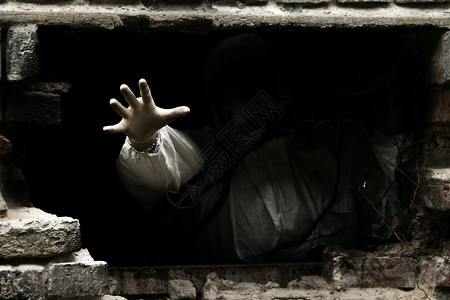 黑,复古场景从黑暗中伸出手背景