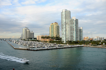 迈阿密海岸线和码头的风景图片