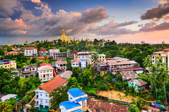 仰光缅甸城市天际线图片