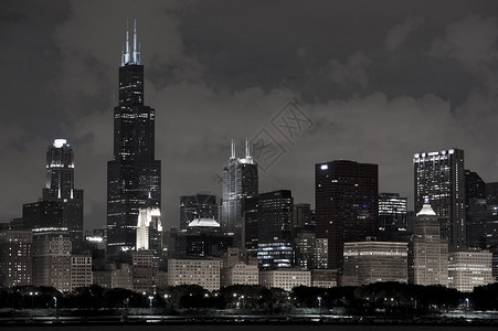 芝加哥建筑伊利诺伊州芝加哥市中心天际线水平摄影图片
