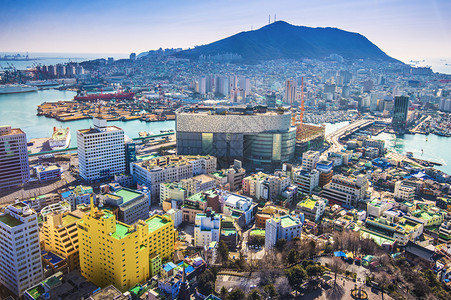 釜山韩国城市景观从上面图片