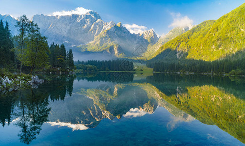 夏季山湖美景背景图片