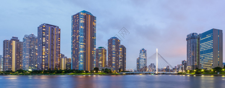 暮色中的东京海滨城市全景高清图片下载-正版图片502642513-摄图网