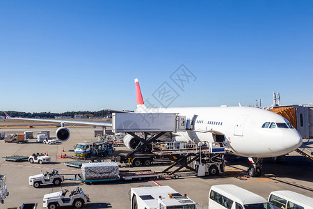 一架商用飞机在国际机场的终点站得到服务单图片