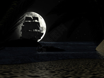夜色月光下星空下的热带海滩有图片