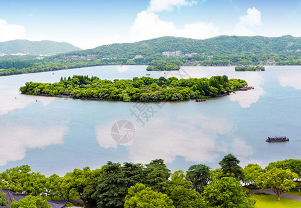 西湖和杭州市的空中图片