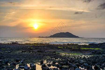 朝韩济州岛艾沃尔海边的Hyeopjae海滩Yyeopjae图片