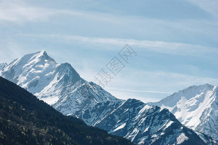 美丽的雪盖高山峰蒙特白背景图片