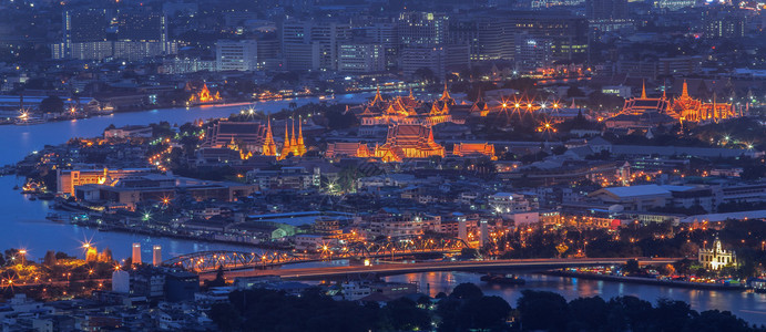 曼谷的风景和从鸟眼看泰国皇背景图片