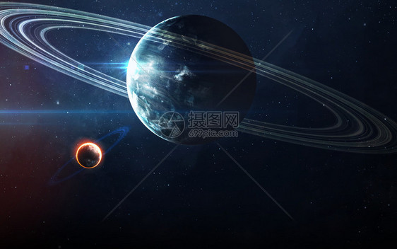 外层空间中行星恒星和系的宇宙场景显示了空间探索的美丽之处图片