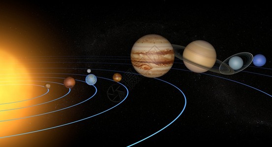 太阳系的行星及其少数卫星的插图图片