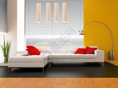 带现代家具的客厅3d渲染图片