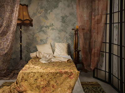 复古风格的优雅卧室内饰图片