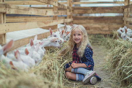 小女孩参观农场背景图片