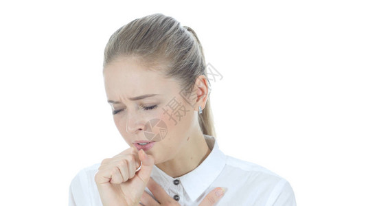 咳嗽从咳嗽中受苦的患病妇图片