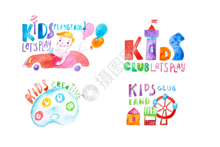 儿童俱乐部徽标模板或促销符号是用白纸上的水图片