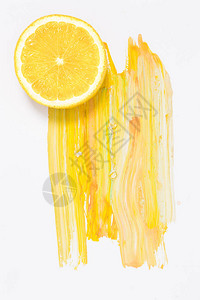 清新柠檬片含水彩色斑图片