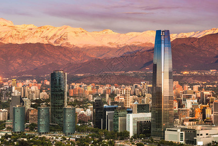 智利圣地亚哥的天空线背景图片