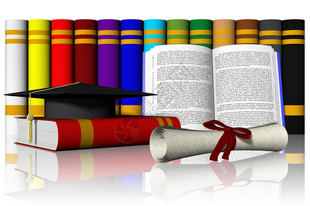 帽子和毕业文凭背景图片