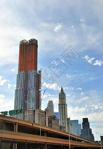 纽约的FrankGehrysBeekman铁塔被包围的中点Woolwort图片