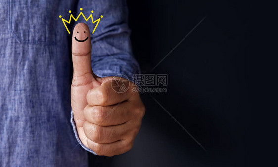 Crown和SmileyFace图标的客户经验概念客户端缩略图显示的最佳满图片