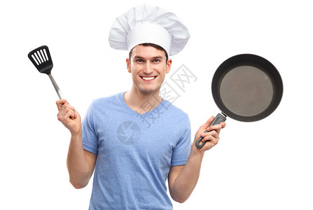 拿着炊具的厨师图片