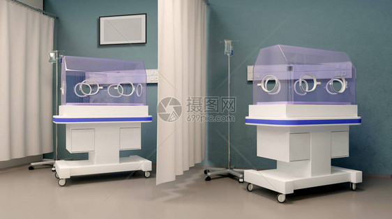 在医院的孵化器3D渲染图片