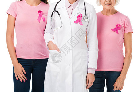穿粉色衣服宣传关注癌症的女性背景图片