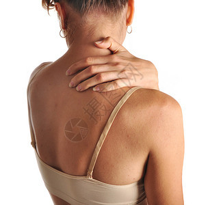 年轻女颈部急疼痛图片