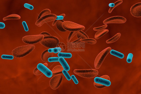3D插图血液中的细菌请查看血管内图片
