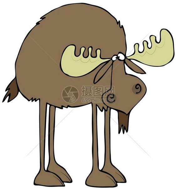 这个插图描绘了一条长腿的驼鹿图片