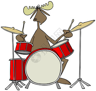 公牛驼鹿演奏鼓组的插图背景图片
