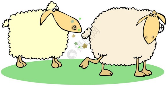 这个插图描绘了一只羊在另一图片