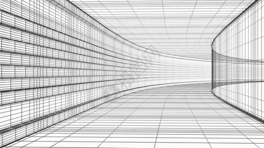 3D抽象建筑结构电线框架结构图片