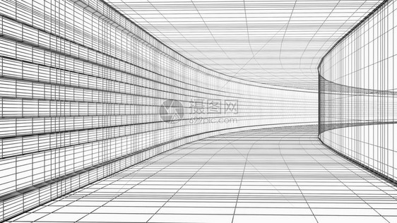 3D抽象建筑结构电线框架结构图片