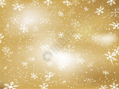 金色背景与飘落的雪花图片