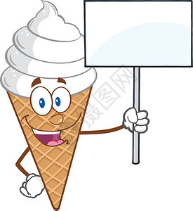 IceCreamCartoonMascot带有空白符号的字符白纸图片