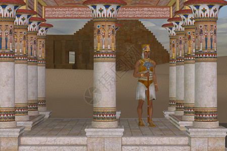 一个皇家仆人看守一座宫殿靠近古埃及图片