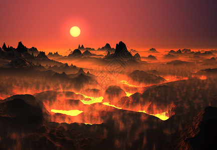 奇幻的火山风景在外星球图片