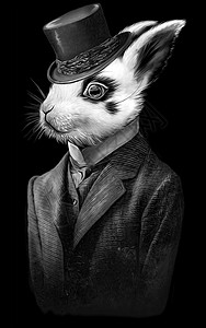 燕尾服和帽子绅士兔子图片