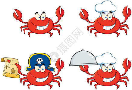 螃蟹快乐厨师卡通图片
