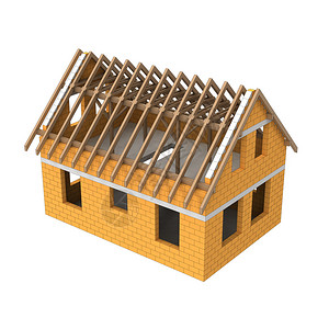 新的木制建筑结构房屋结构图插画