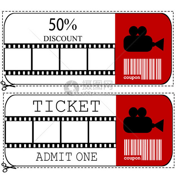 电影院电影的销售凭证和入场券图片