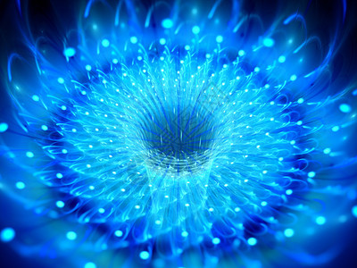 蓝光分形花或魔幻虫洞计算机生图片
