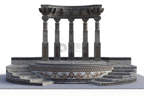 3D成为白色背景的幻想希腊神殿图片