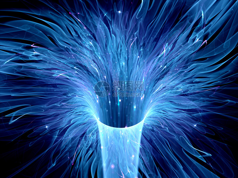 空间中的蓝色发光虫洞星际间扭曲计算机生成了抽图片