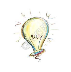 绘图绘图灯泡中的想法概念插画