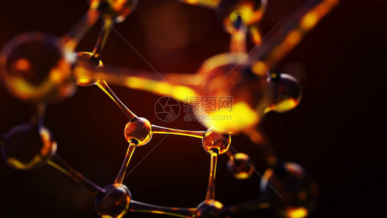 3d分子模型的3d插图具有分子和原图片